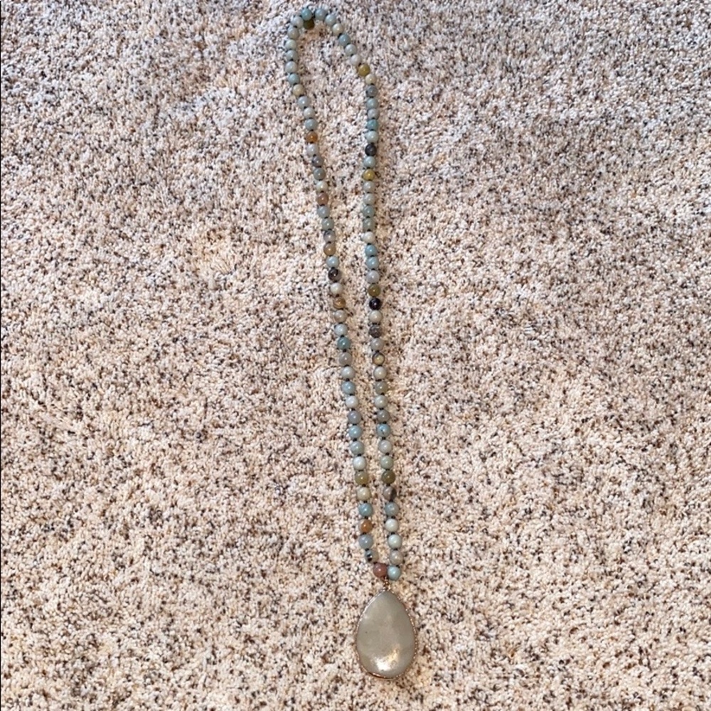 Sea foam Blue Beaded Necklace